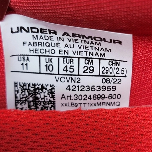 Under Armour UA Charged Vantage Red Men’s Sz Multi Running Shoes 3024699-600 New - Picture 4 of 10
